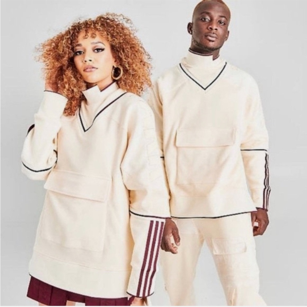 ADIDAS x IVY PARK BEYONCÉ Original Pullover Sweatshirt Ecru Tint Maroon - Picture 5 of 12